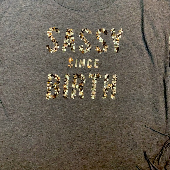 Sassy Since Birth Gold Sequin Fringe Shirt - Picture 2 of 3